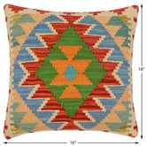 handmade Traditional Pillow Rust Blue Hand-Woven SQUARE 100% WOOL  Hand woven turkish pillow  3 x 5